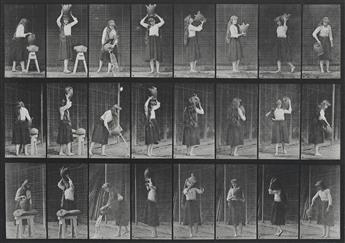 MUYBRIDGE, EADWEARD (1830-1904) A pair of plates depicting a woman posing with a water urn, plates 516 and 517 from Animal Locomotion.